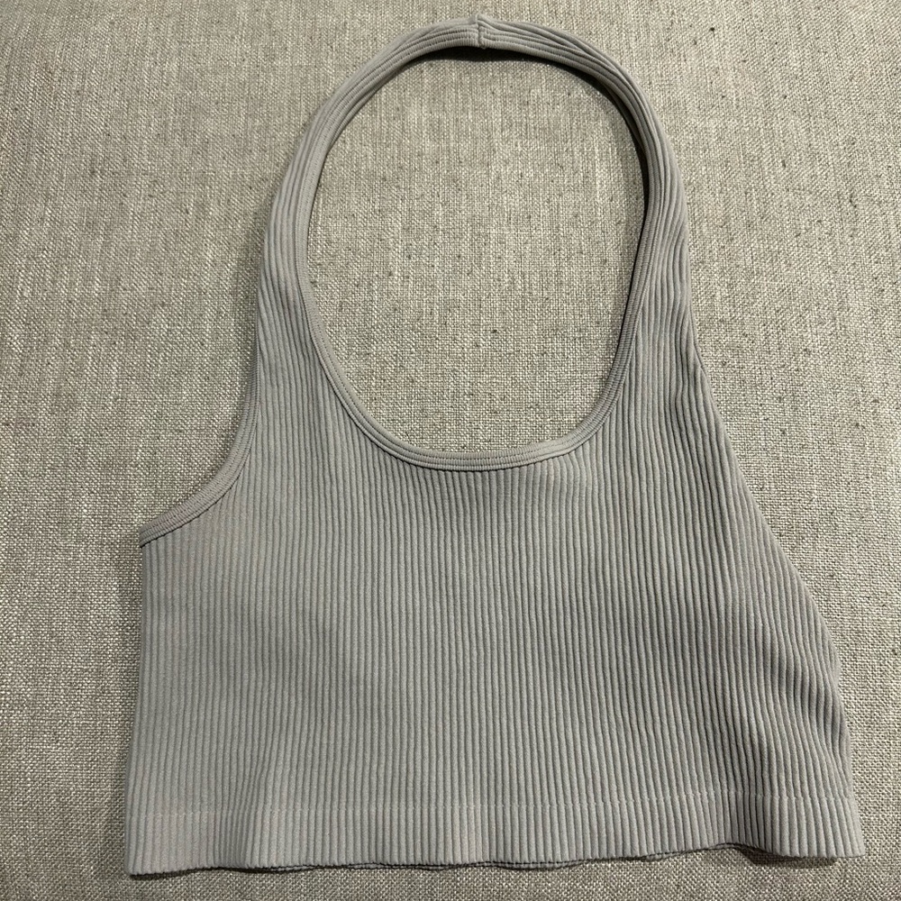 Gray Ribbed Crop Top
